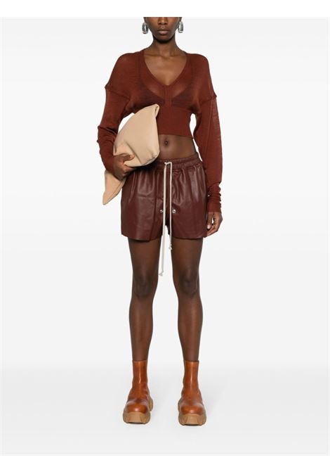 Brown fine-knit cropped jumper - women RICK OWENS | RO01D2686KM73